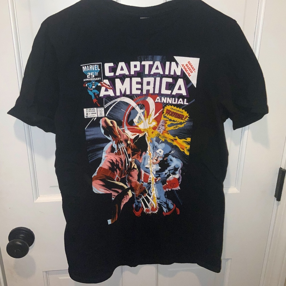 Marvel Captain America Wolverine T Shirt Size M